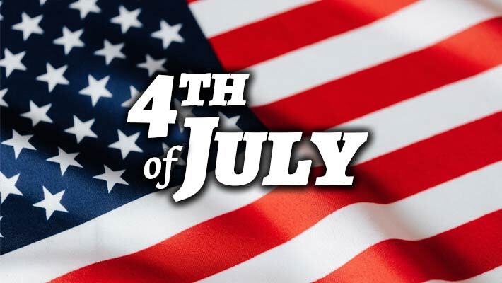 The American Flag with the words 4th of July.