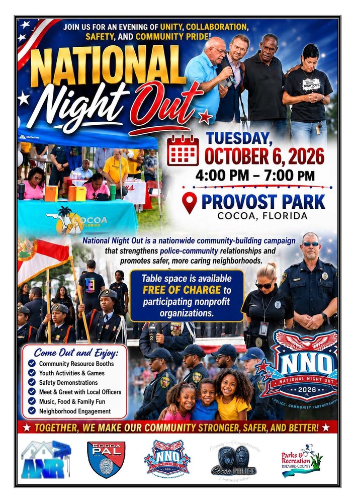 National Night Out flyer. All information as listed below.